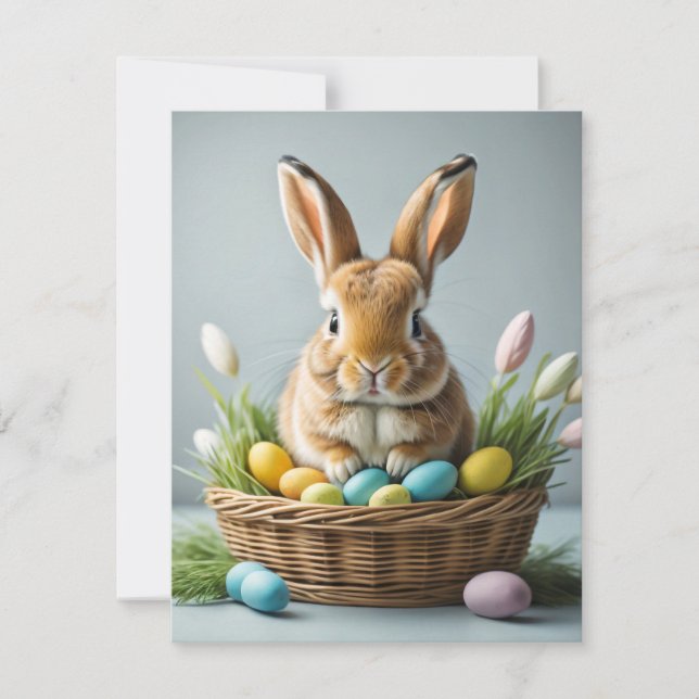 Adorable Festive Little Easter Bunny Holiday Card (Front)