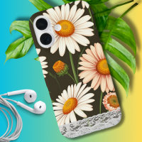 Adorable fine art Daisy background with white lace