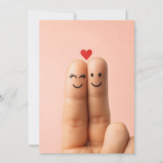 Adorable Finger Couple Art, Cute Finger Faces Invitation