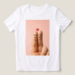 Adorable Finger Couple Art, Cute Finger Faces Tri-Blend Shirt