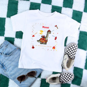 Adorable Firefighter Dino  birthday  T-Shirt