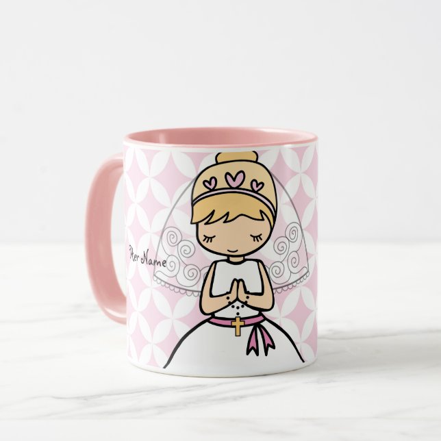 Adorable First Holy Communion blonde girl name Mug (Front Left)