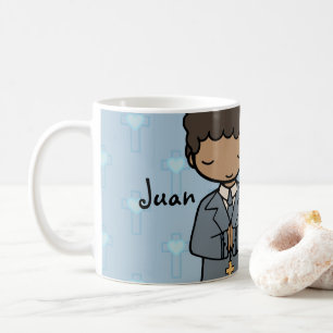 Adorable First Holy Communion boy blue name Coffee Mug