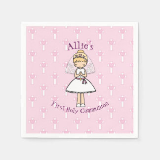 Adorable First Holy Communion little blonde  girl Napkin