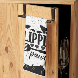 Adorable "Flippin Pawesome" with peeping cats Tea Towel