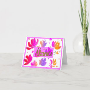 Adorable Floral and Gold Thank You Card