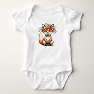 Adorable Floral Fox Baby Bodysuit