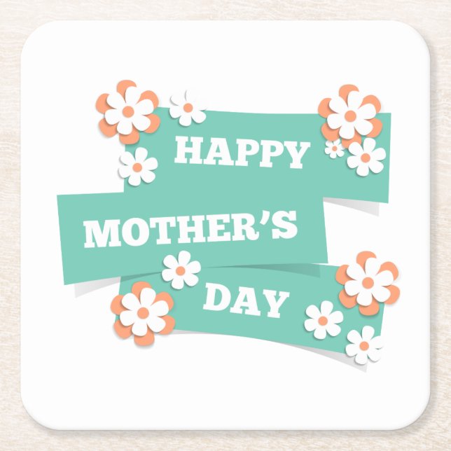 Adorable Floral Happy Mother's Day | Coaster (Front)