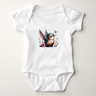 Adorable Floral Hummingbird Baby Bodysuit