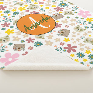 Adorable floral pastel girly nursery monogram chic sherpa blanket