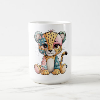 Adorable Floral Patchwork Cute Baby Cheetah Nurser Coffee Mug
