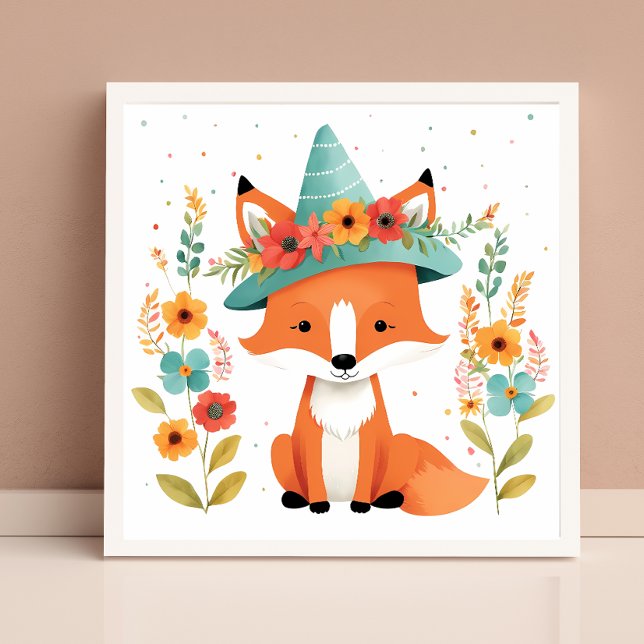 Adorable Floral Red Fox Nursery Wall Art (Creator Uploaded)