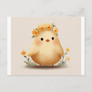 Adorable Flower Crown Chick Postcard