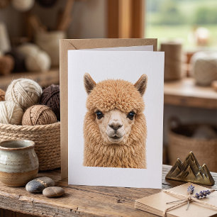 Adorable Fluffy Alpaca Animal Card