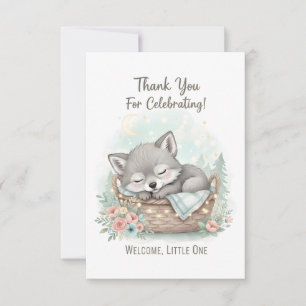 Adorable, fluffy baby wolf  Baby Shower  Thank You Card