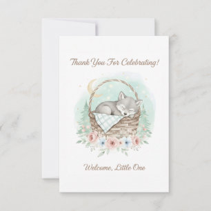 Adorable,fluffy baby wolf Baby Shower  Thank You Card