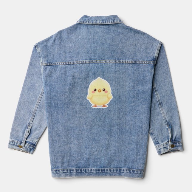 Adorable Fluffy Chibi Chick Denim Jacket (Back)
