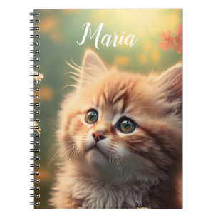 Adorable Fluffy Ginger Kitten, Customisable Notebook
