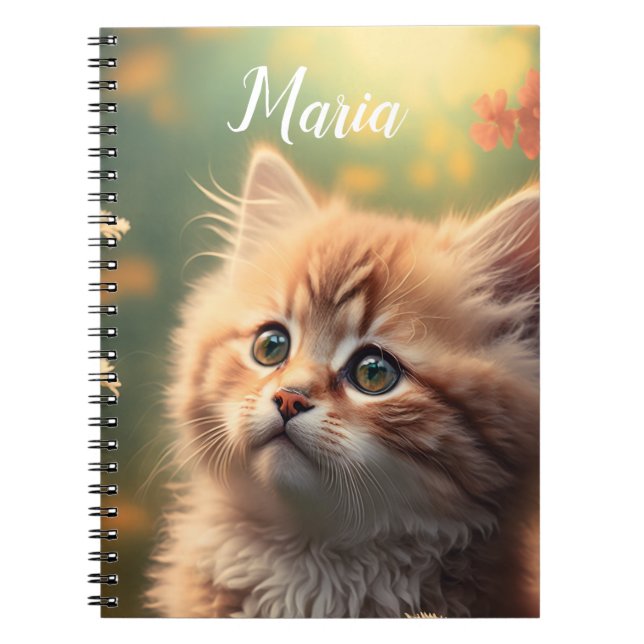  Adorable Fluffy Ginger Kitten, Customisable Notebook (Front)