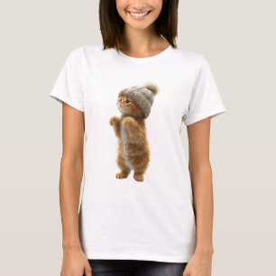 Adorable Fluffy Ginger Kitten Wearing a Knitted T-Shirt