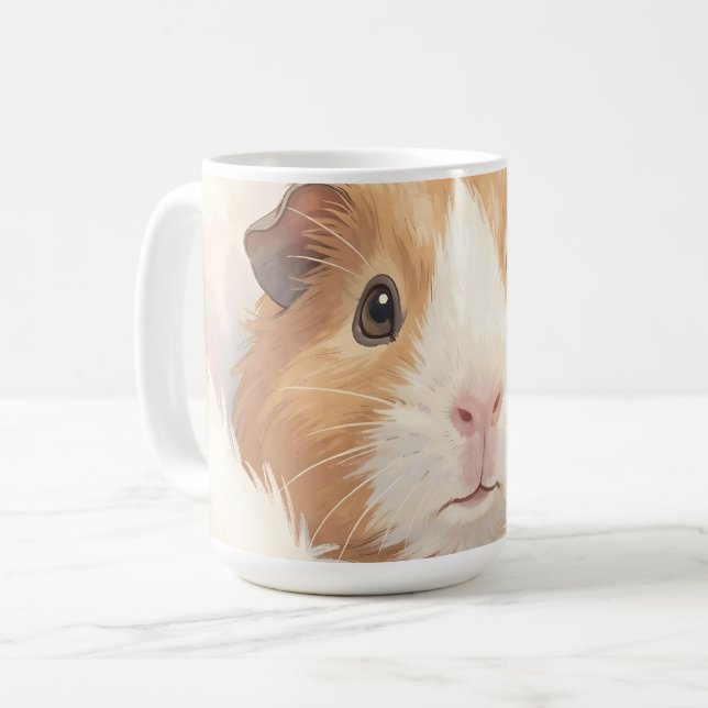 Adorable Fluffy Guinea Pig Portrait Coffee Mug (Front Left)
