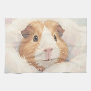 Adorable Fluffy Guinea Pig Portrait Tea Towel