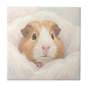 Adorable Fluffy Guinea Pig Portrait Tile