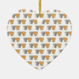 Adorable Fluffy Kittens Illustration Cat Art Ceramic Tree Decoration
