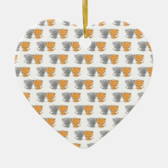 Adorable Fluffy Kittens Illustration Cat Art Ceramic Tree Decoration (Front)