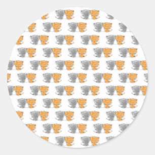 Adorable Fluffy Kittens Illustration Cat Art Classic Round Sticker