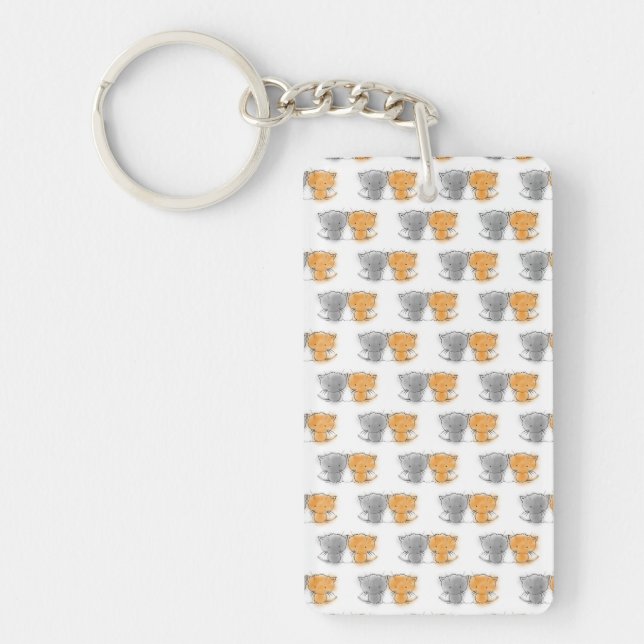 Adorable Fluffy Kittens Illustration Cat Art Key Ring (Front)
