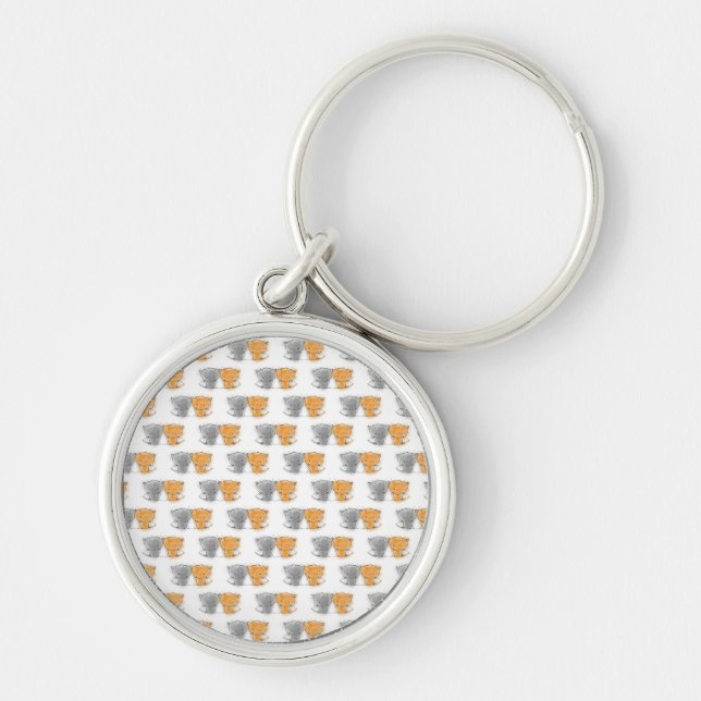 Adorable Fluffy Kittens Illustration Cat Art Key Ring (Front)