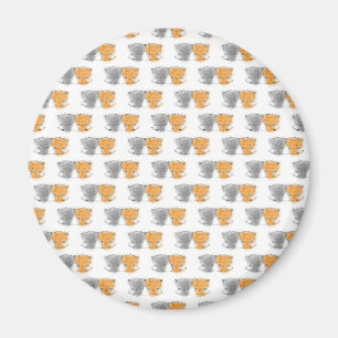 Adorable Fluffy Kittens Illustration Cat Art Magnet