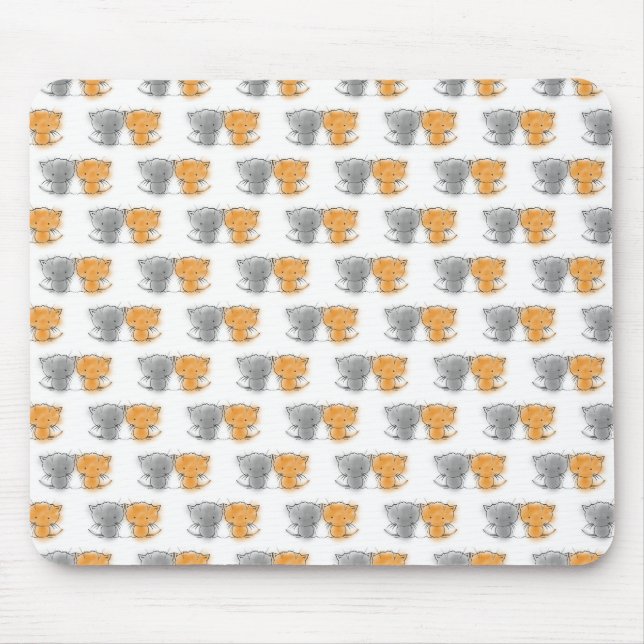 Adorable Fluffy Kittens Illustration Cat Art Mouse Mat (Front)