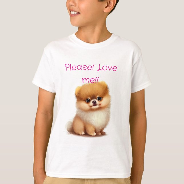 Adorable Fluffy Pomeranian Puppy T-Shirt (Front)