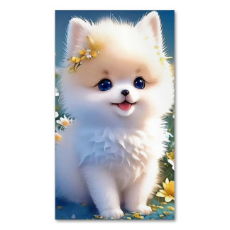Adorable Fluffy Puppy Business Cards Magnet