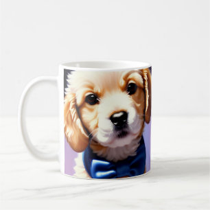 Adorable Fluffy Puppy w Cute Blue Bow Tie  Coffee Mug