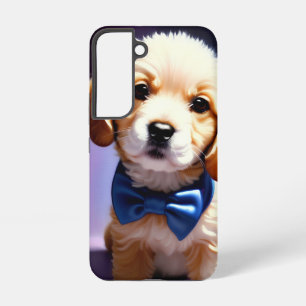 Adorable Fluffy Puppy w Cute Blue Bow Tie  Samsung Galaxy Case