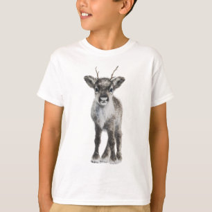 Adorable Fluffy Reindeer Calf Illustration Kids T-Shirt