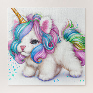 Adorable Fluffy Unicorn Puppy Jigsaw Puzzle