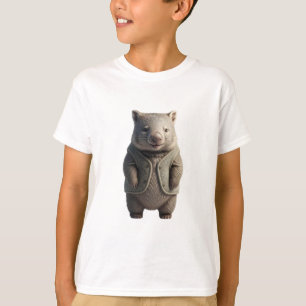 Adorable Fluffy Wombat Wearing Vest Kids T-Shirt