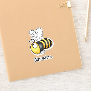 Adorable flying bee yellow cartoon illustration