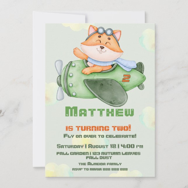 Adorable Flying Fox Birthday Party  Invitation (Front)