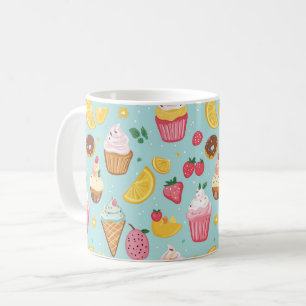 Adorable Food Items Illustration Pattern Coffee Mug