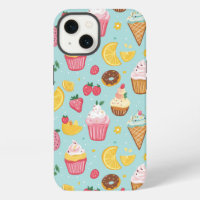 Adorable Food Items Illustration Pattern