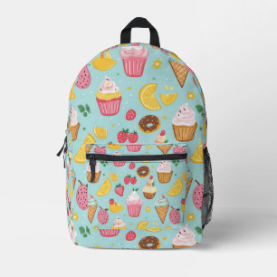 Adorable Food Items Illustration Pattern Printed Backpack