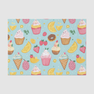 Adorable Food Items Illustration Pattern Tissue Paper