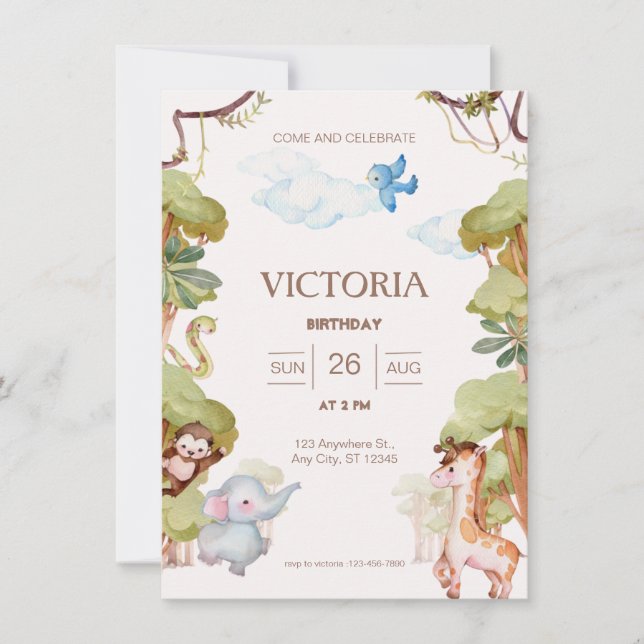 Adorable Forest Animal Birthday  Invitation (Front)