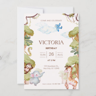Adorable Forest Animal Birthday  Invitation