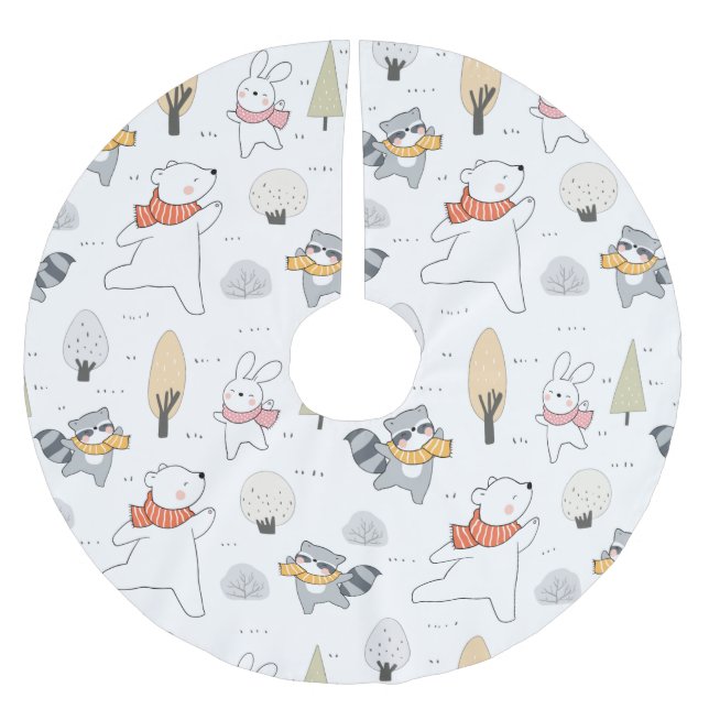 Adorable Forest Animals Brushed Polyester Tree Skirt (Front)